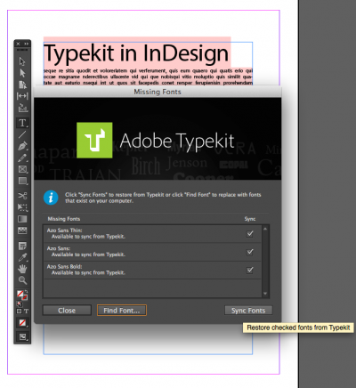 typekit in indesign cc