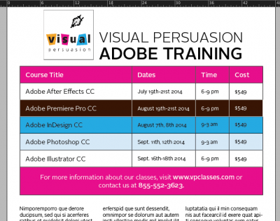 Drag and Drop in Tables in Adobe InDesign CC